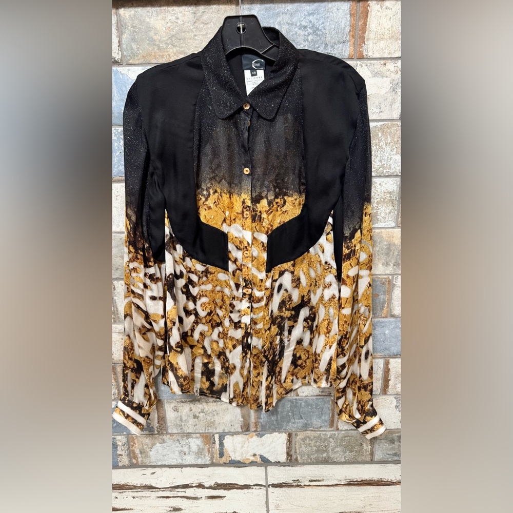 Just Cavalli Black and Gold Patterned Blouse